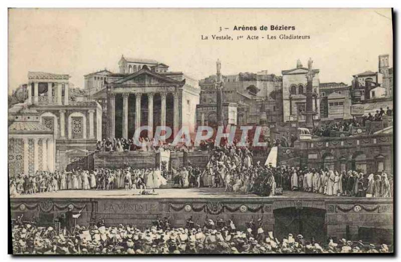 Postcard Old Theater Arenes de Beziers The Vestal Gladiators