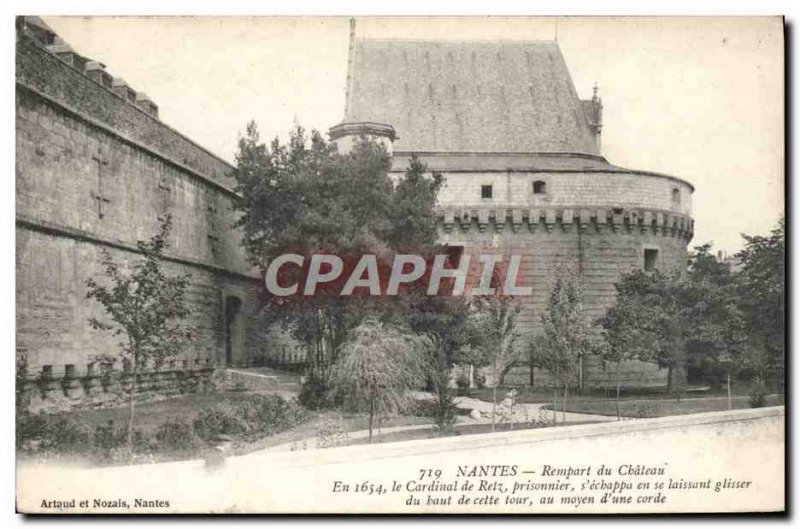 Old Postcard Nantes Rempart Du Chateau Cardinal De Retz Prisoner