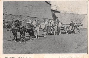 Lancaster Pennsylvania Conestoga Freight Team, B/W Lithograph Vintage PC U8678