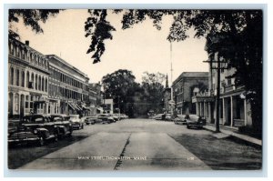 c1940's View Of Main Street Cars Stores Thomaston Maine ME Vintage Postcard