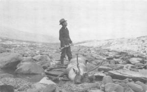 James Oliver (Owosso MI) w Caribou on Hunting Trip to British Columbia~Postcard