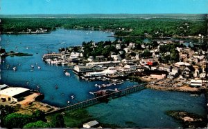 Maine Boothbay Harbor Aerial View Showing Foot Bridge and Shops
