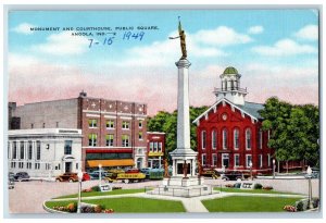 1949 Monument Courthouse Public Square Building Angola Indiana Vintage Postcard 