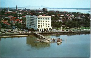 Postcard SC Charleston Hotel Fort Sumter aerial