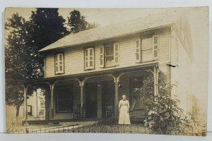 Lovely Old Woman Posing at Her Victorian Era Home Real Photo c1908 Postcard P11