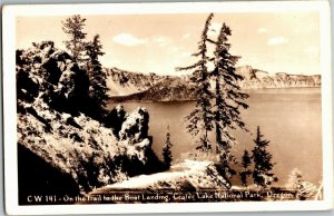 RPPC Trail to Boat Landing, Crater Lake National Park OR Vintage Postcard D10