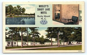 ROCKY MOUNT, NC North Carolina ~ MOSLEY'S SHADY LAKE MOTEL  Roadside Postcard