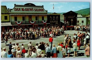 1960 Lake George New York Postcard Bank Robbery Storytown  USA Ghost Town Crowd