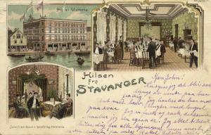 norway norge, STAVANGER, Multiview, Hotel Victoria (1908) Stamp