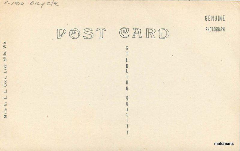C-1910 Richland Center Wisconsin Post Office RPPC Real photo Bicycle 8780