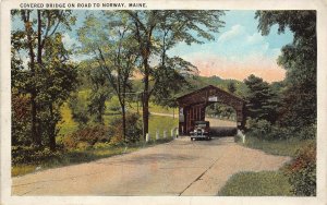 LP70 Covered Bridge Norway  Maine Postcard 