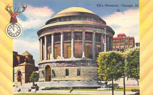 Elk's War Memorial Chicago Illinois linen postcard