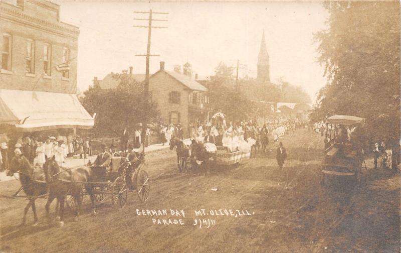 Mt Olive Illinois~German Day Parade~Remmert Bros~Implements~3 Views~1911 RPPC 