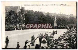 Old Postcard Lourdes Blessing of the sick and the Most Blessed Sacrament