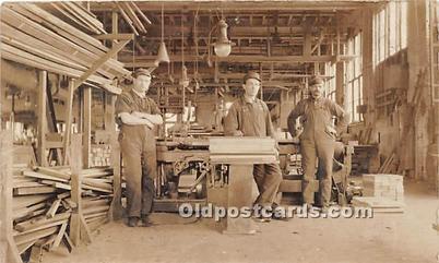 Real Photo People Working Wood Workers Unused 