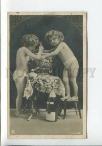3177750 NEW YEAR Champagne NUDE GIRLS Vintage PHOTO PC