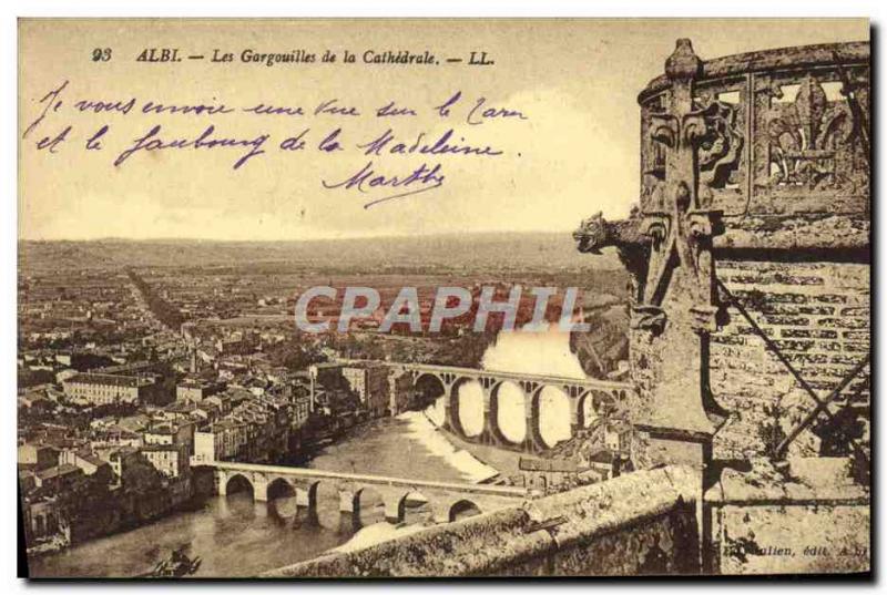 Old Postcard Albi Gargoyles De La Cathedrale