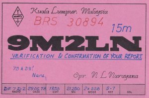 Kuala Lumpur Malaysia 1970s QSL Amateur Radio Report Card