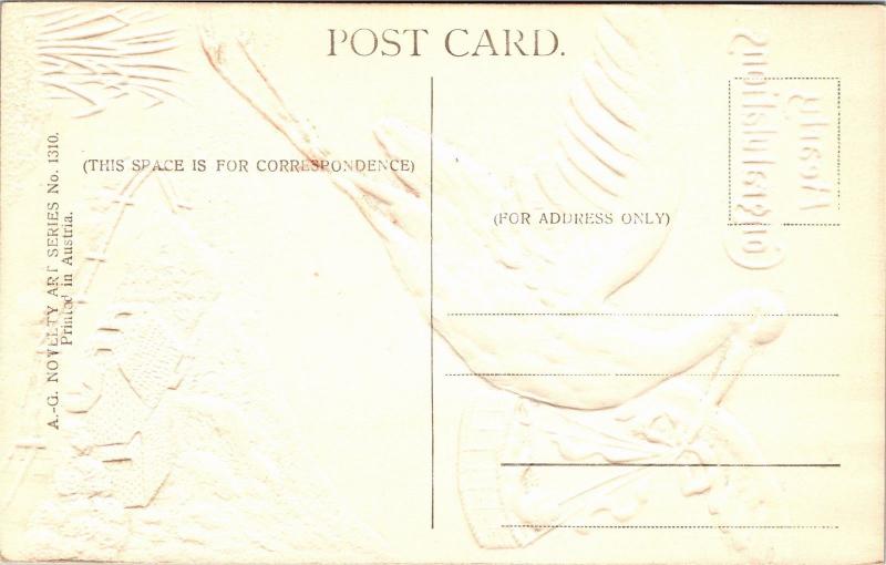 Stork Delivering a Baby, Congratulations Embossed Vintage Postcard L20