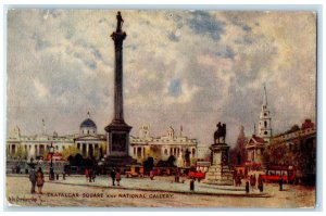 c1910 Trafalgar Square and National Gallery London Oilette Tuck Art Postcard