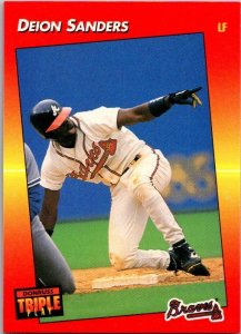 1992 Donruss Baseball Card Deion Sanders Atlanta Braves sk3182