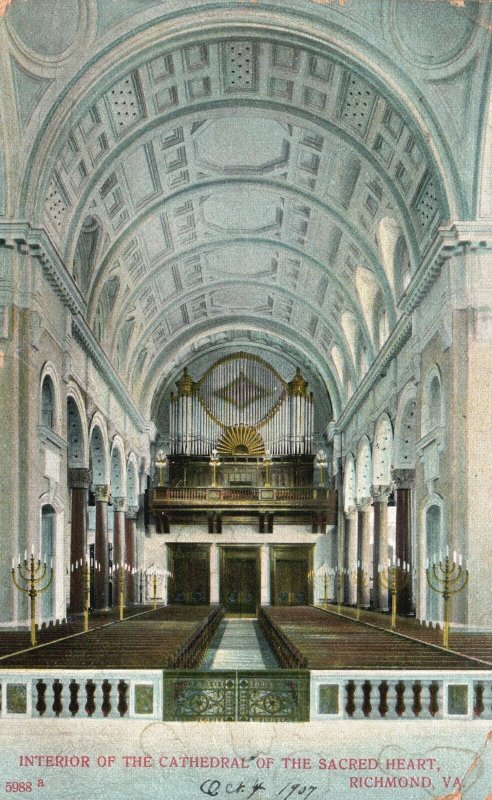 Vintage Postcard 1907 Interior Cathedral of Sacred Heart Richmond Virginia VA