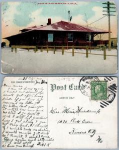 ENID OK ROCK ISLAND RAILROAD DEPOT 1910 ANTIQUE POSTCARD RAILWAY STATION 