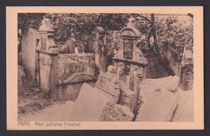 Vintage postcard Prague Old Jewish Cemetery gravestones Judaica Czech