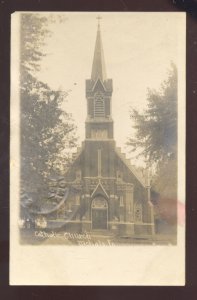 RPPC NICHOLS IOWA CATHOLIC CHURCH BUILDING VINTAGE REAL PHOTO POSTCARD