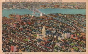 Vintage Postcard Camden Philadelphia Bridge Aerial View Camden New Jerssey NJ