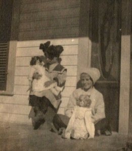 Vintage 1910's RPPC Postcard - Named Children on a Suburban Home Porch