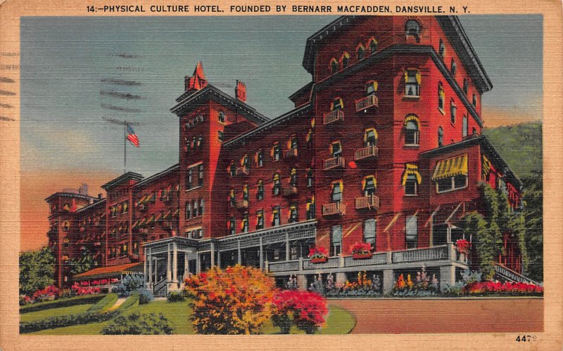 Physical Culture Hotel, Dansville, New York, Early Postcard, Used in 1945