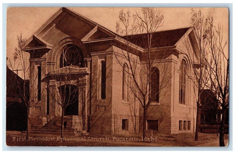 Pocatello Idaho Postcard First Methodist Episcopal Church Building Exterior 1910