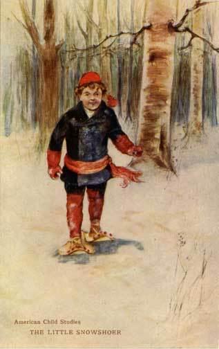 Signed Child Studies Snowshoer Postcard