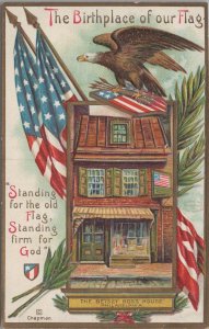 Postcard Patriotic The Birthplace of Our Flag Betsy Ross House Philadelphia