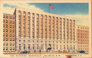 Doctors Hospital Washington D.C. Flag Divided Back Vintage Postcard Unposted UNP 