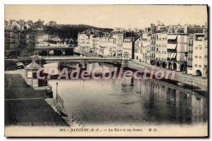 Postcard Old Bayonne Basses Pyrenees Nive and Bridges