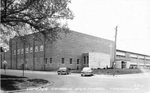 Autos Kuemper Catholic High School Carroll Iowa 1950s RPPC Postcard 6986