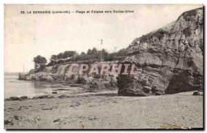 Old Postcard La Bernerie Beach and Cliff to Rock Gray