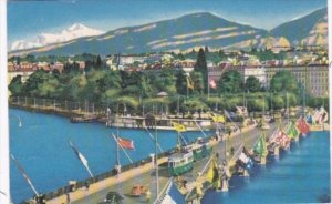 Switzerland Geneve Le Pont du Mont-Blanc et le Mont-Blanc 1952