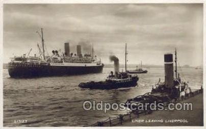 Liner Leaving Liverpool Ship Unused 