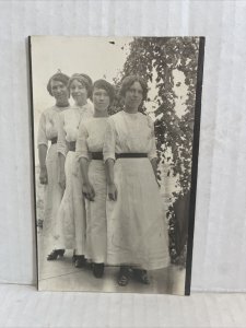 RPPC Postcard 4 Young Ladies Sisters? Same Dress Portrait August 24,1913