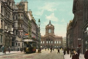 Vintage Postcard 1910's Castle Street & Town Hall High Street Liverpool England