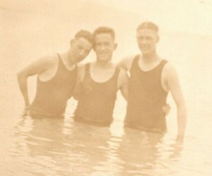 Vintage 1910's RPPC Postcard - Three Friends in the Lake in Swimsuits