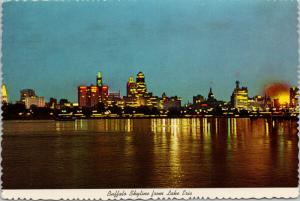 Buffalo NY New York Skyline Lake Erie c1972 Postcard D57