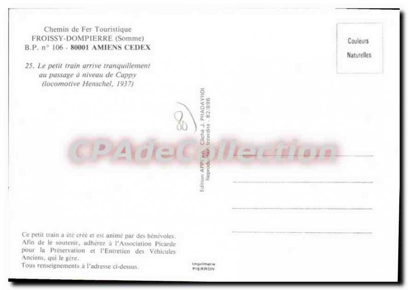 Modern Postcard Amiens Le Petit Train A Steam Froissy-Cappy-Dompierre Hensche...