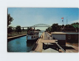 Postcard Sightseeing Cruise Boat in the Canadian Locks, Sault Ste. Marie, Canada