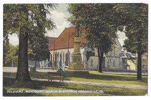 Soldier's Monument, M.E. Church, Meadville, Pennsylvania Unused Divided ...