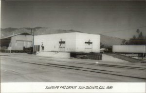 San Jacinto CA Santa Fe RR Train Depot Station Real Photo Postcard 1981