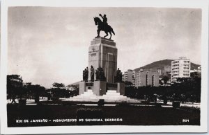 Brazil Rio De Janeiro Monumento Do General Deodoro Vintage RPPC C103